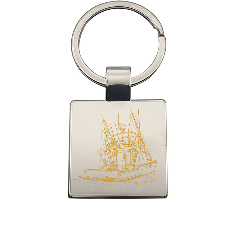 nautical fishing yacht keyring digital engraving mockup / engraving preview