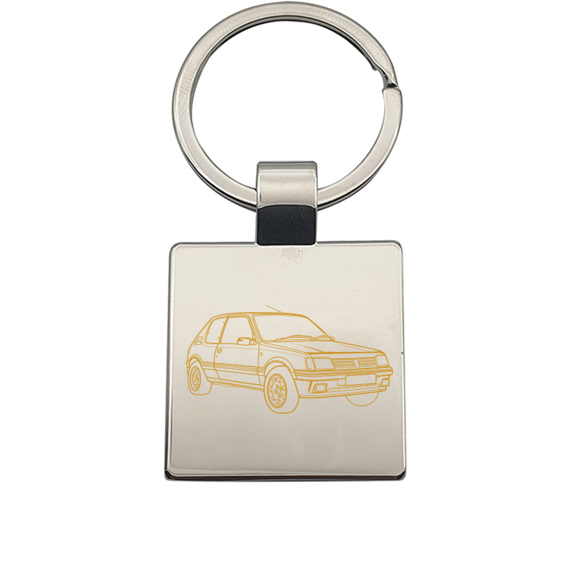 peug 205 gti car keyring digital engraving mockup / engraving preview
