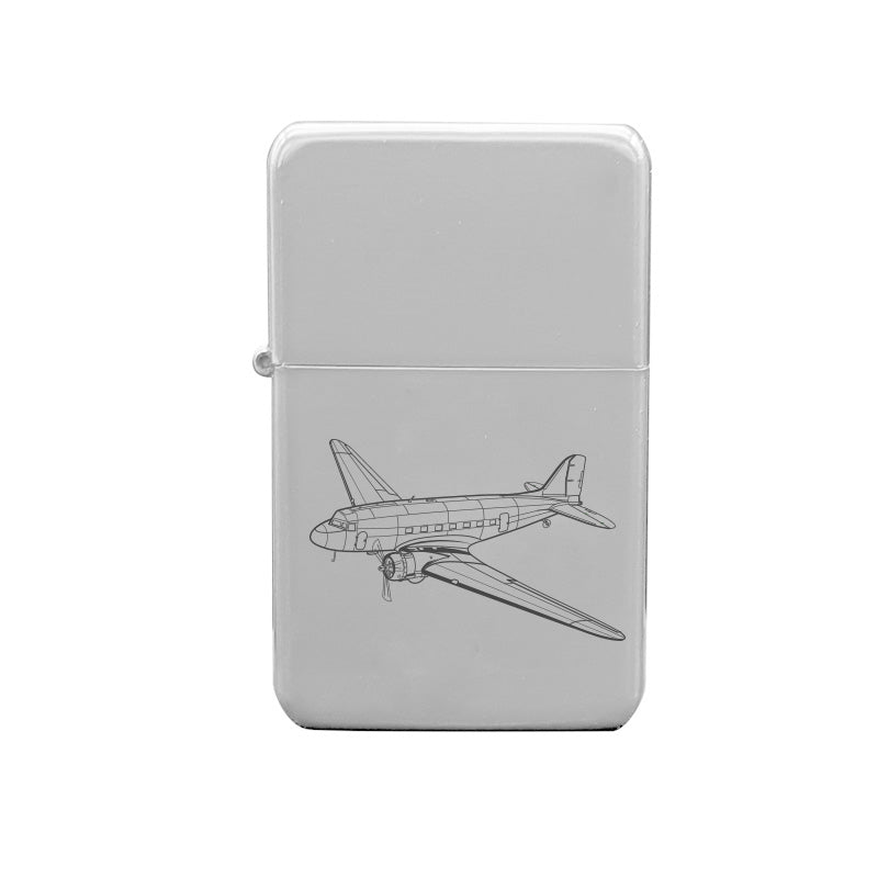 douglas 3 aircraft ciggarette lighter digital engraving mockup / engraving preview