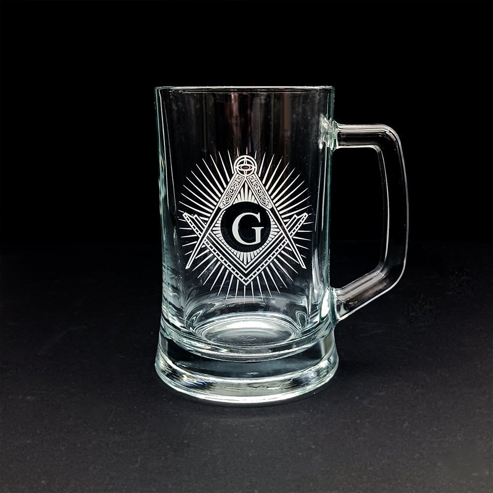 Masonic Symbols and Mystery Mix Themed Beer Glass Tankard Selection | Giftware Engraved