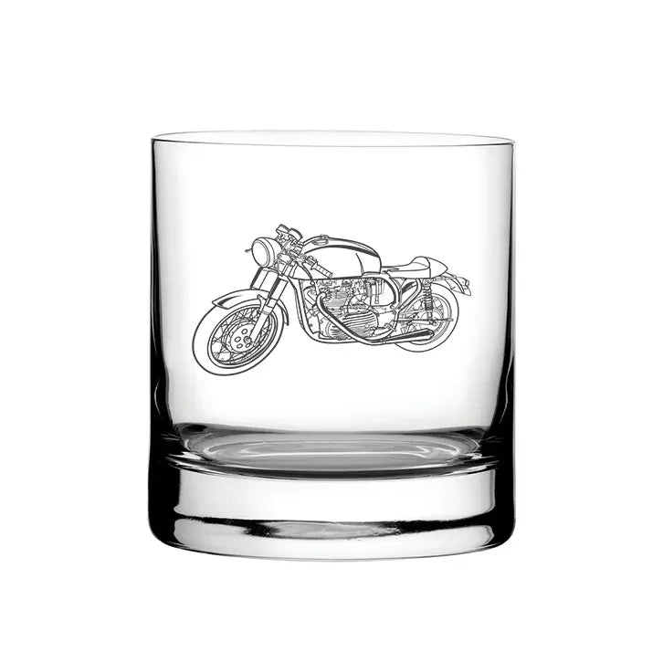 Café Racer Bike Motorcycle glass tumbler – digital engraving mockup / engraving preview