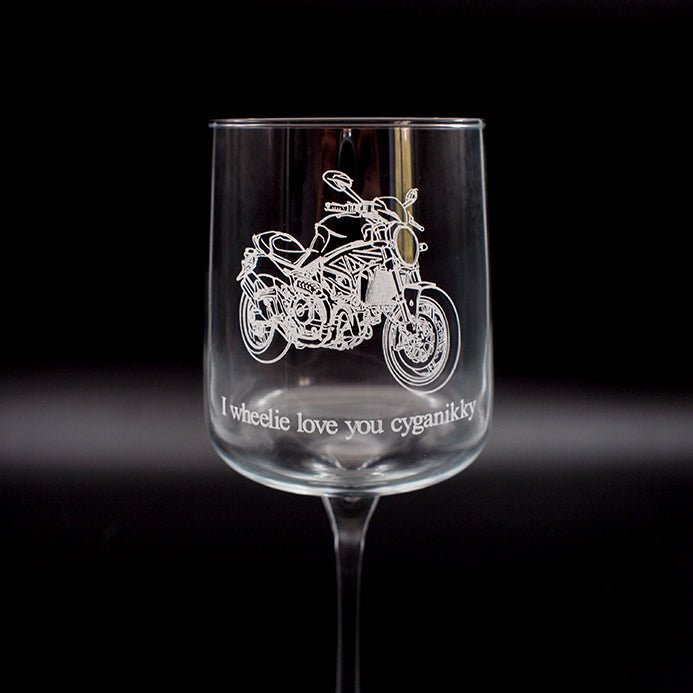 Motorcycle Scooter Moped Biker Themed Wine Glass Selection - Giftware Engraved