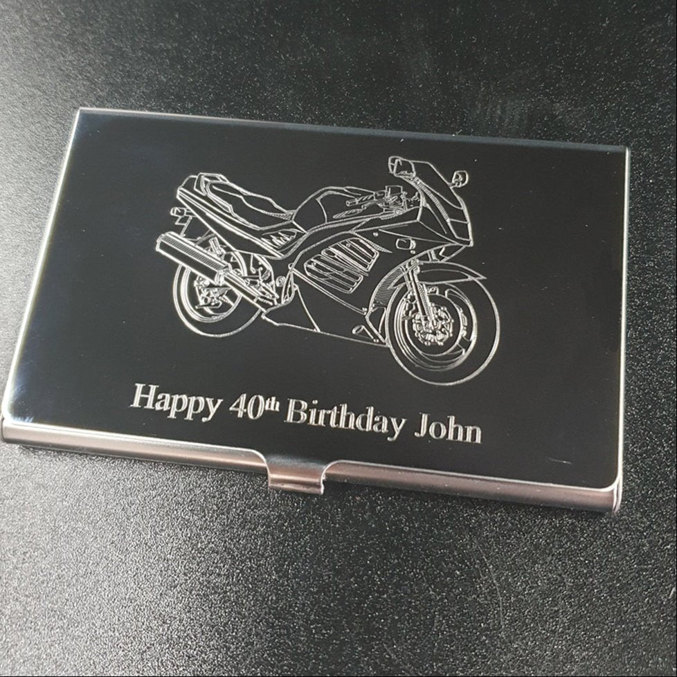 Motorcycle Scooter Moped Themed Business Card Holder and Wallet Selection - Giftware Engraved