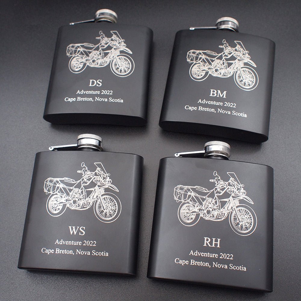 Motorcycle Scooter Moped Themed Hip Flask Selection | Giftware Engraved