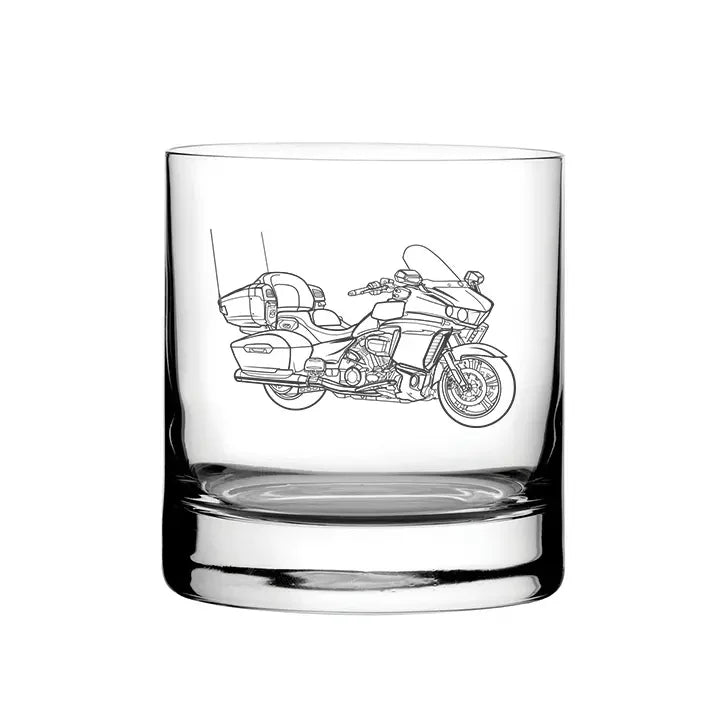 Yam Transcontinental Cruiser Motorcycle glass tumbler – digital engraving mockup / engraving preview