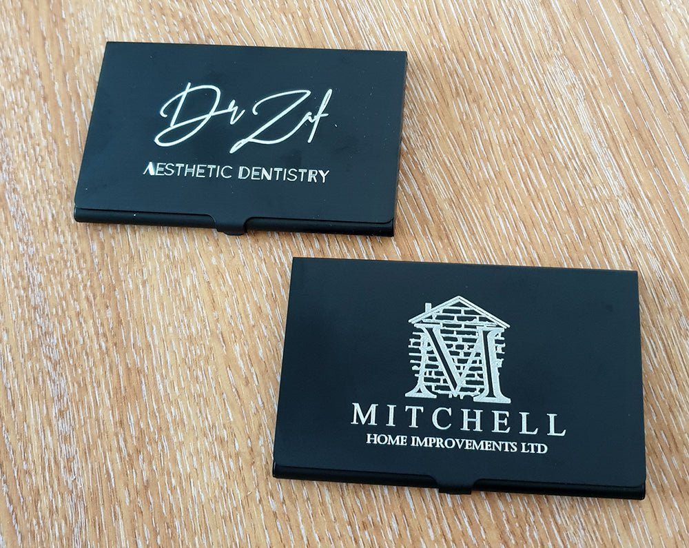 Personalised Black Aluminium Card Holder | Giftware Engraved