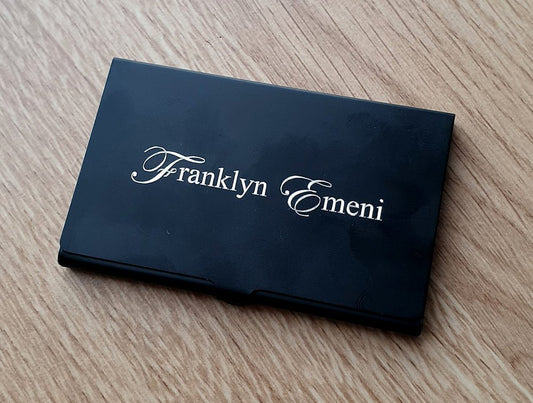Personalised Black Aluminium Card Holder | Giftware Engraved