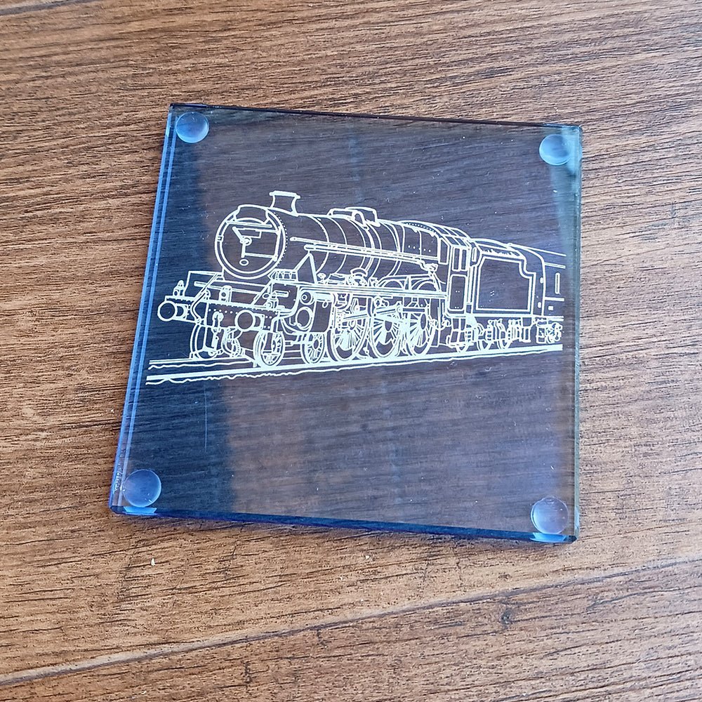 Personalised Blue Sapphire Square Glass Drinks Coaster - 100 x 100mm - Giftware Engraved