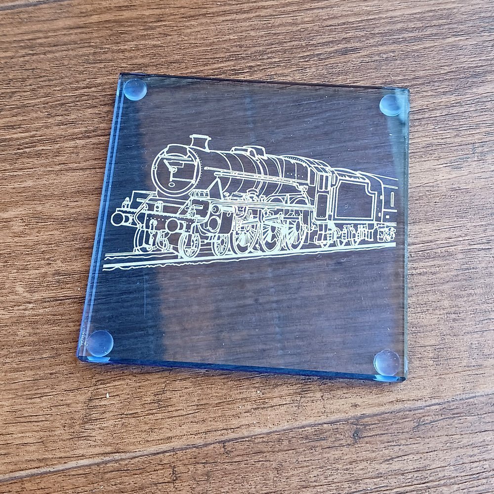 Personalised Blue Sapphire Square Glass Drinks Coaster - 100 x 100mm | Giftware Engraved