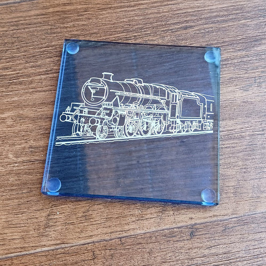 Personalised Blue Sapphire Square Glass Drinks Coaster - 100 x 100mm | Giftware Engraved