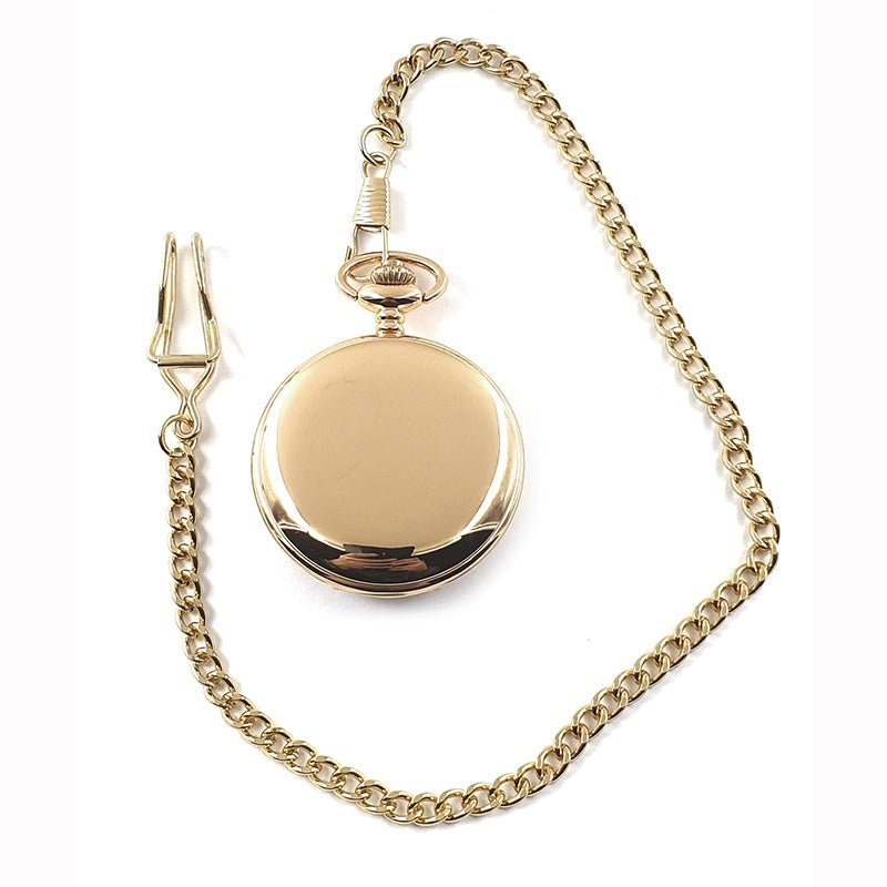 Personalised Gold Plated Quartz Pocket Watch - Arabic Numerals - Giftware Engraved