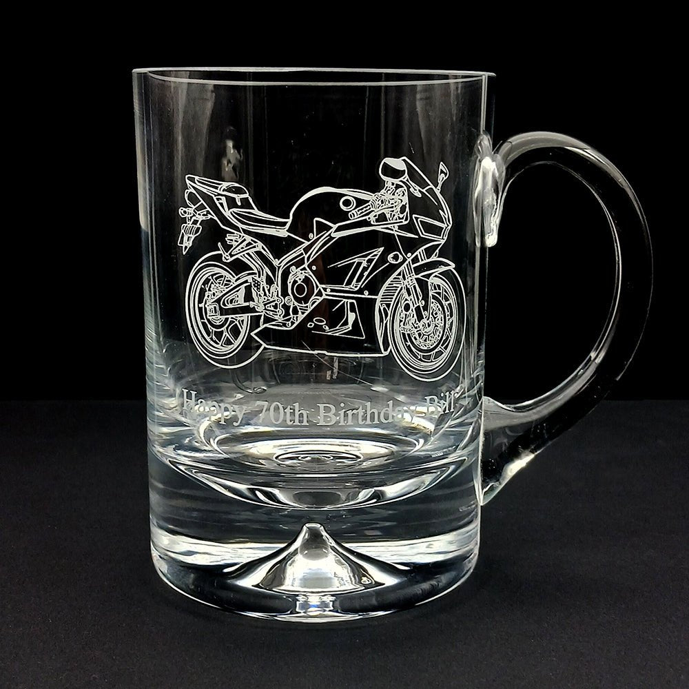 Personalised Hand Made Dimple Base Glass Tankard - 1 Pint | Giftware Engraved