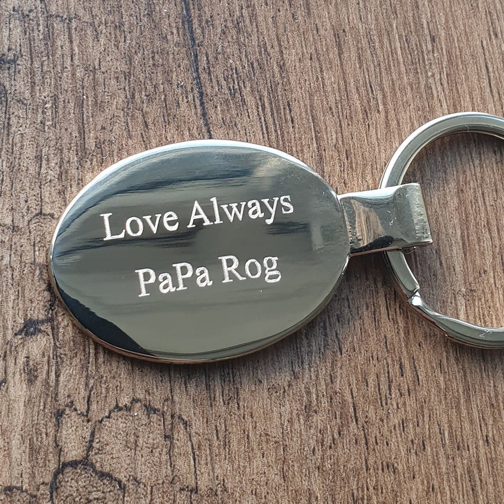Personalised Oval Plated Keyring | Giftware Engraved
