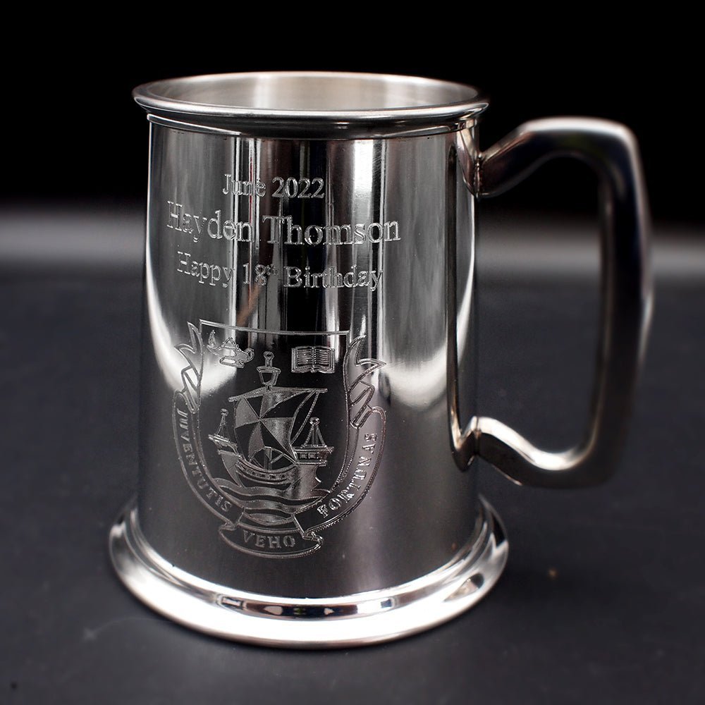 Personalised Plain Pewter C Handle Tankard - Giftware Engraved