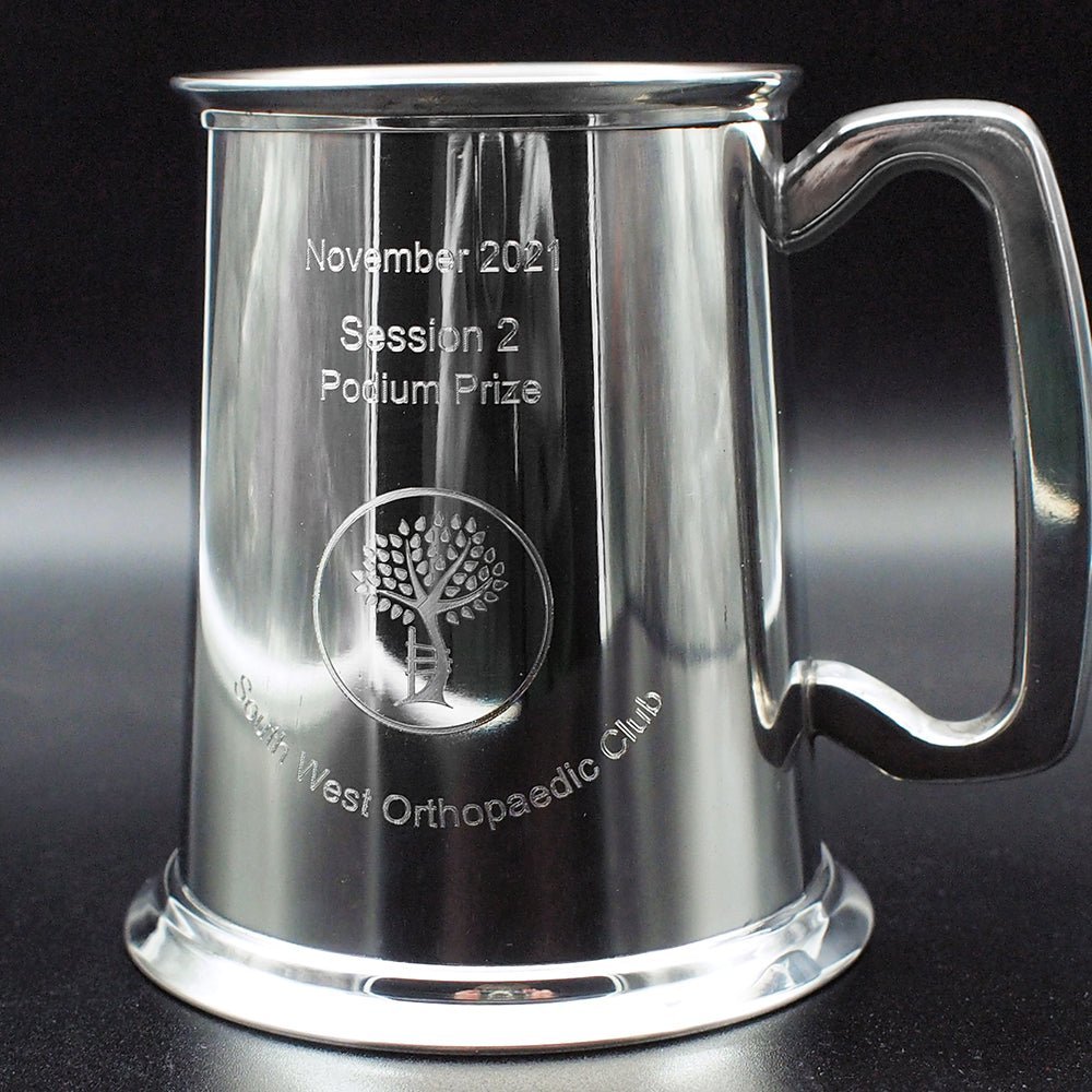 Personalised Plain Pewter C Handle Tankard - Giftware Engraved