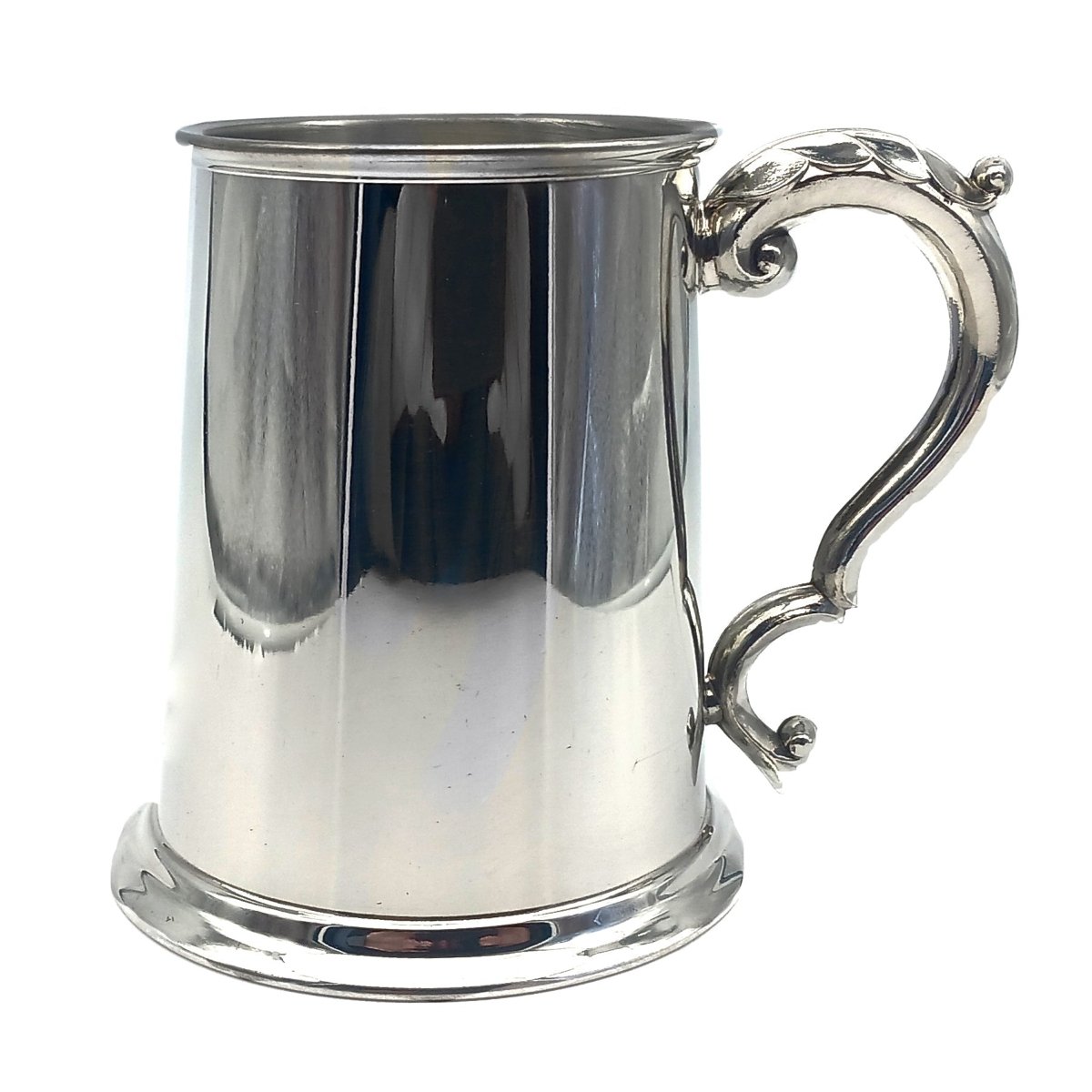 Personalised Plain Pewter Ornate Handle Tankard - Giftware Engraved