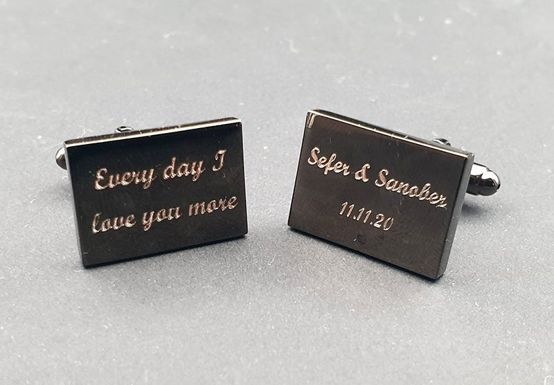 Personalised Rectangular Cufflinks - Smart Office Wedding Suit Dresswear - Choice of Colours - Giftware Engraved