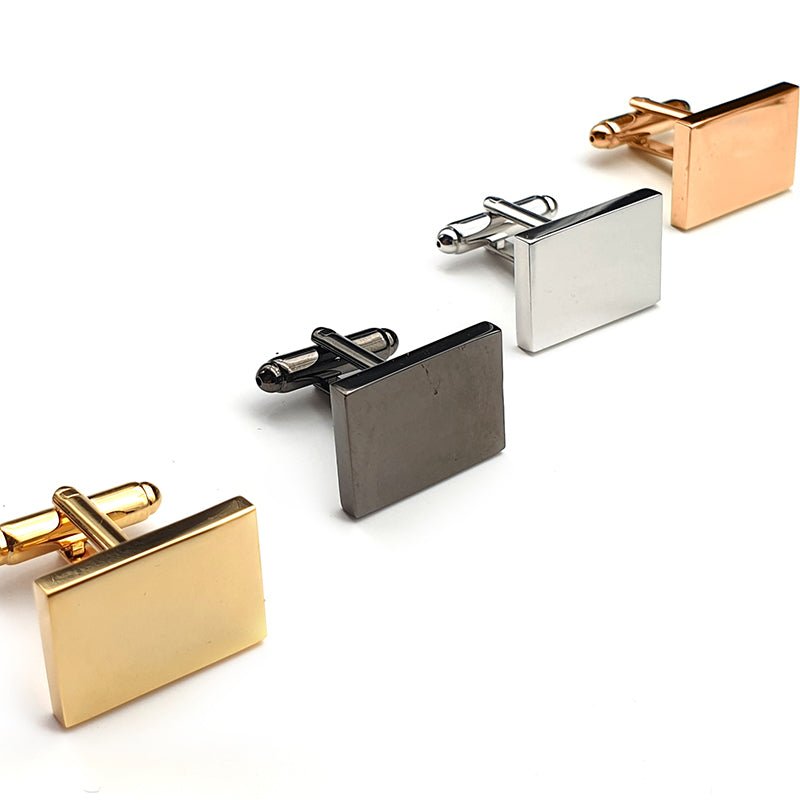 Personalised Rectangular Cufflinks - Smart Office Wedding Suit Dresswear - Choice of Colours - Giftware Engraved