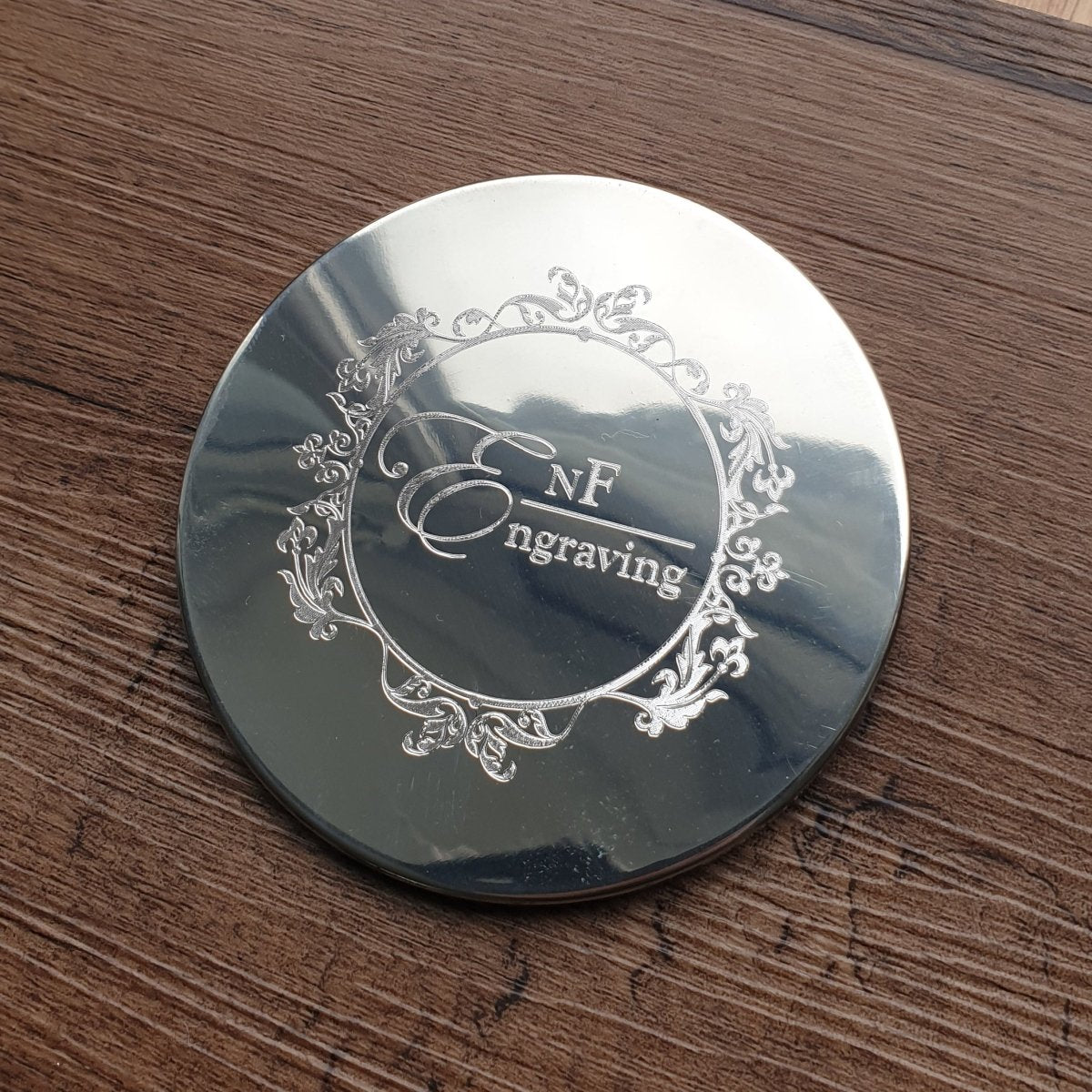 Personalised Round Handmade Pewter Coaster - 90 x 90mm - Giftware Engraved