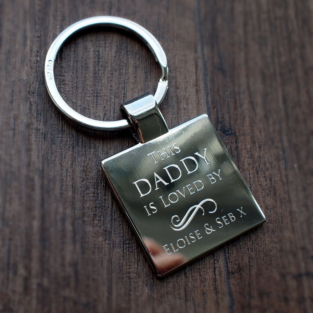 Personalised Silver Plated Square Keyring - Giftware Engraved