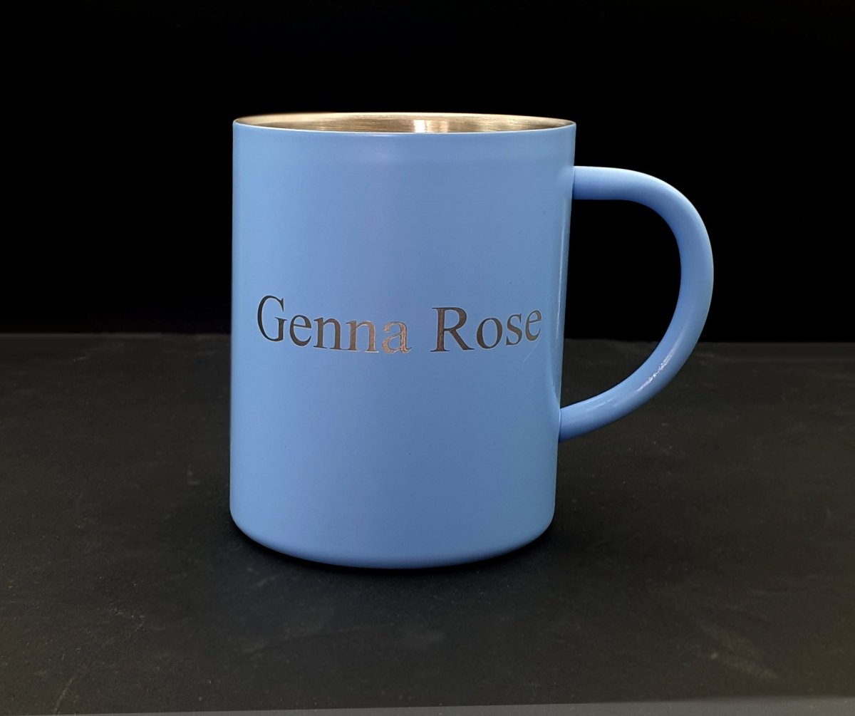 Personalised Steel Camping Mug - 400ml - Choose Colour - Giftware Engraved