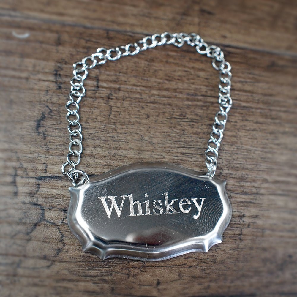 Personalised Steel Decanter Wine Bottle Label Tag | Giftware Engraved