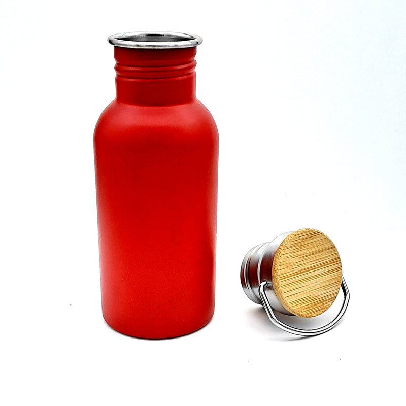 Personalised Travel Bottle with Bamboo Lid Handle - 500ml - Choose Colour - Giftware Engraved