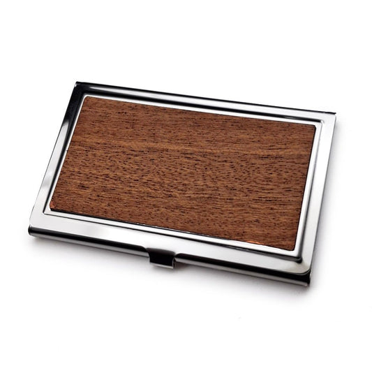 Personalised Wood Steel Two Tone Business Card Holder | Giftware Engraved