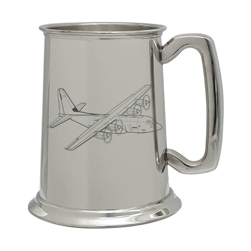 c130 hercules aircraft pewter selection digital engraving mockup / engraving preview