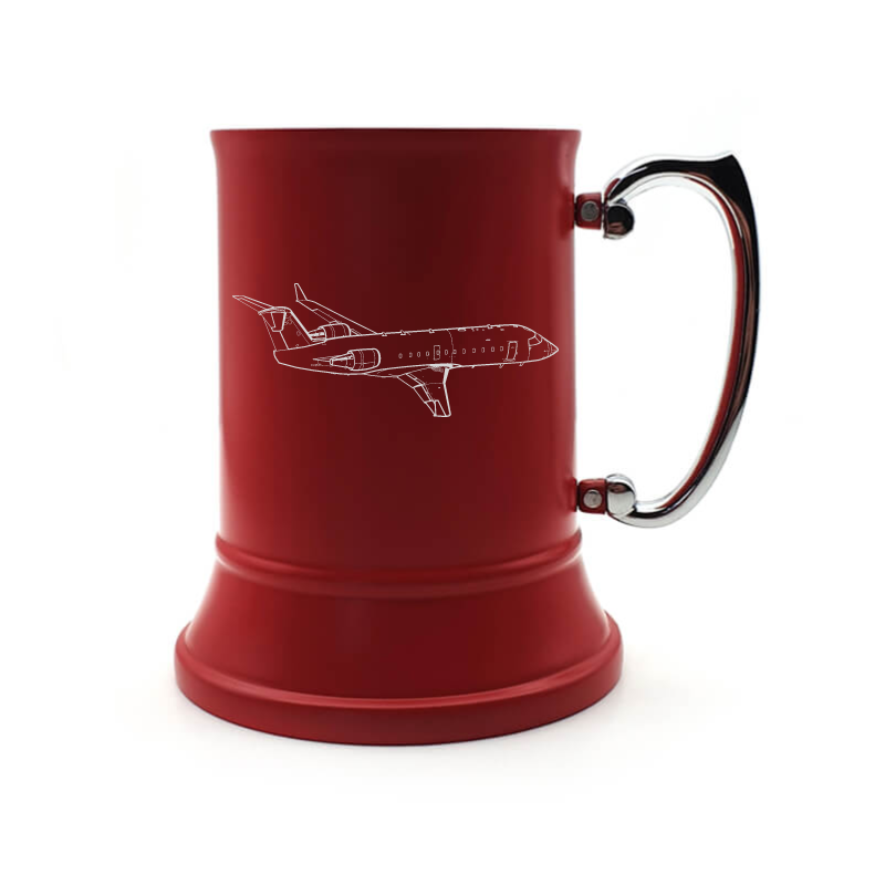 bombardier crj 100 aircraft steel tankard mug digital engraving mockup / engraving preview