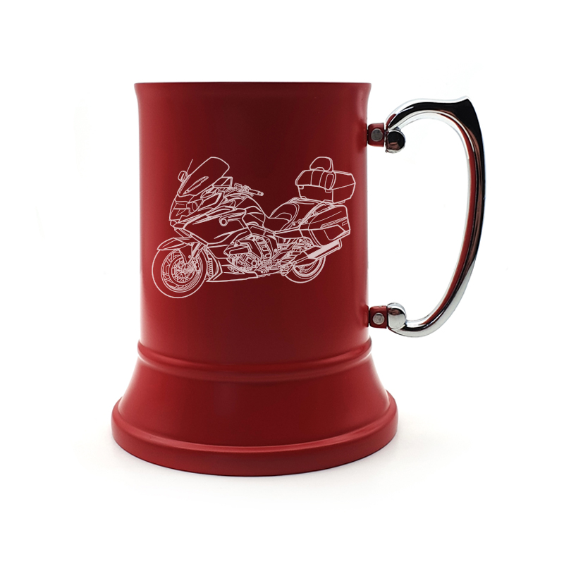 bm k1600gt motorcycle steel tankard mug digital engraving mockup / engraving preview