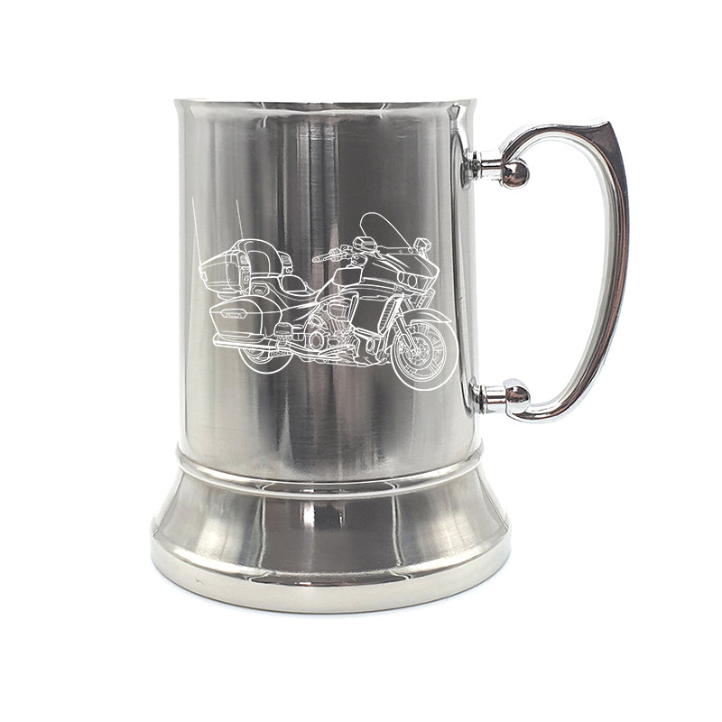 yam transcontinental cruiser motorcycle steel tankard digital engraving mockup / engraving preview