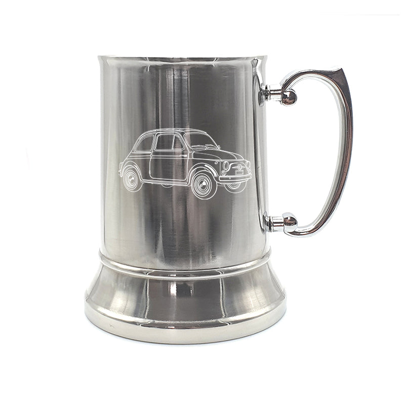 fia 500 car steel tankard digital engraving mockup / engraving preview
