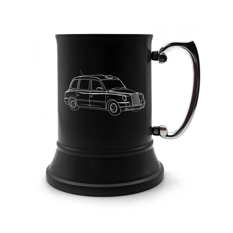 london taxi steel tankard mug digital engraving mockup / engraving preview