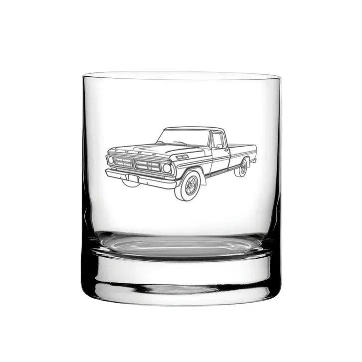 Fd F100 Truck glass tumbler – digital engraving mockup / engraving preview