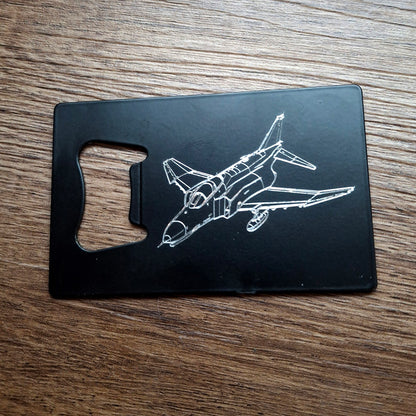 Our McDonnell Douglas F4 Phantom Aircraft artwork engraved on black bottle opener