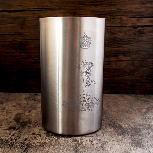 Silver Steel Bottle cooler with large Logo Engraved