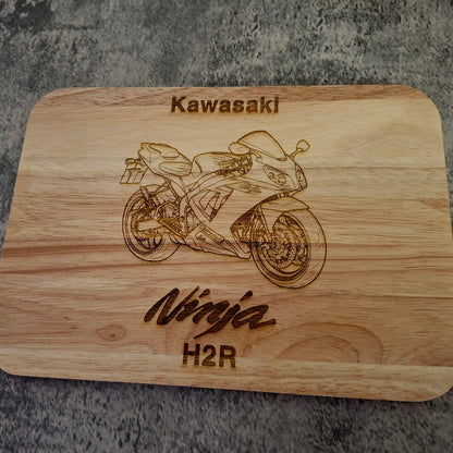 Chopping Board with a Motorcycle Design engraved