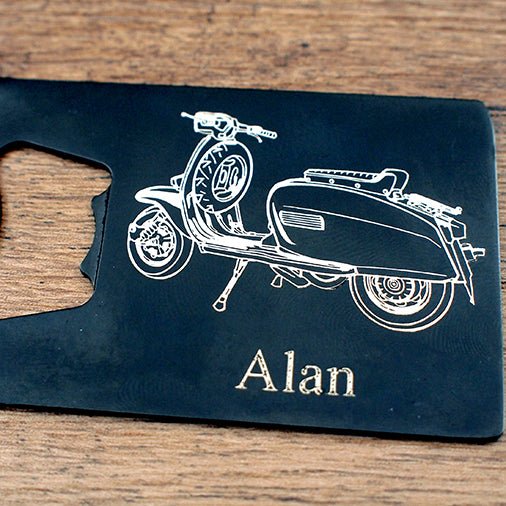 Personalised Black Steel Credit Card Bottle Opener | Giftware Engraved