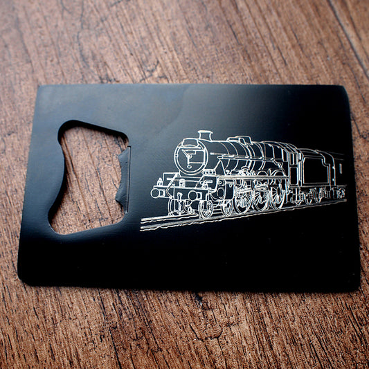 Locomotive Steam Train Engraved on Black Bottle Opener | Giftware Engraved