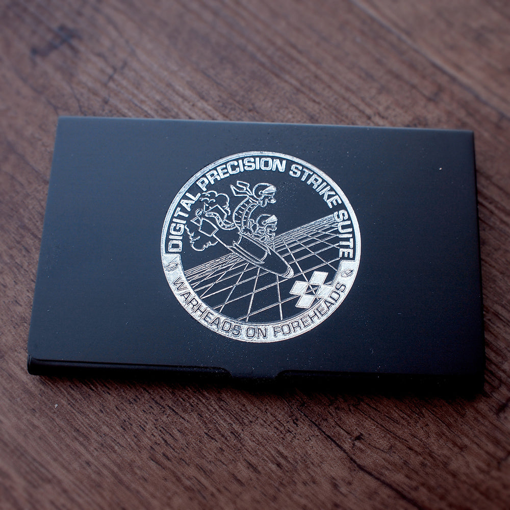 engraving black military themed card holder 