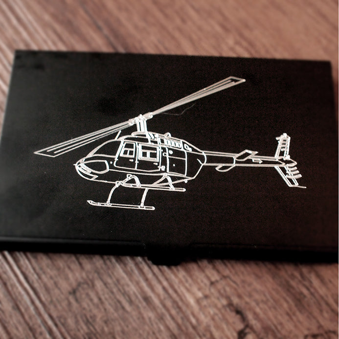 Bell Jet Ranger artwork engraved pn Black card Case