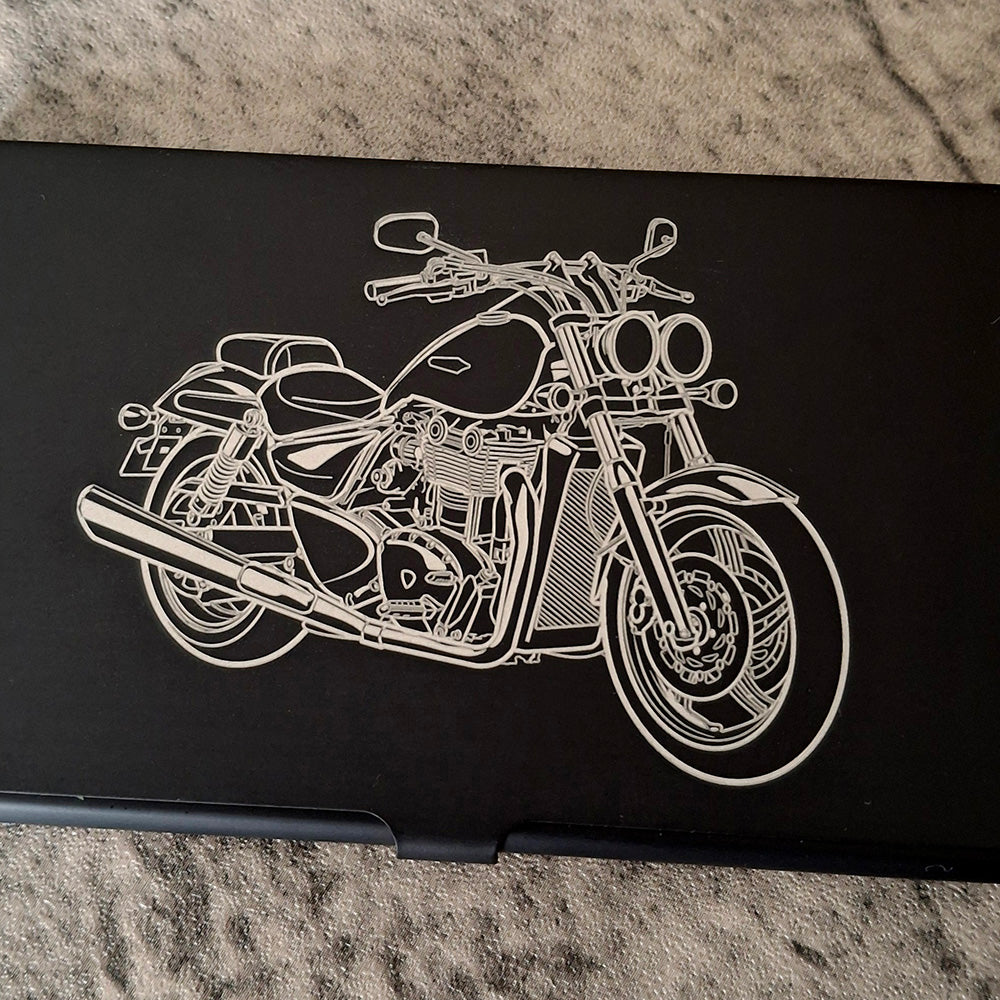 Thunderbird Motorcycle Engraved on Black Business Card Case