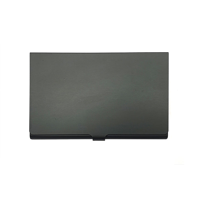 plain black card holder shown from above on white background