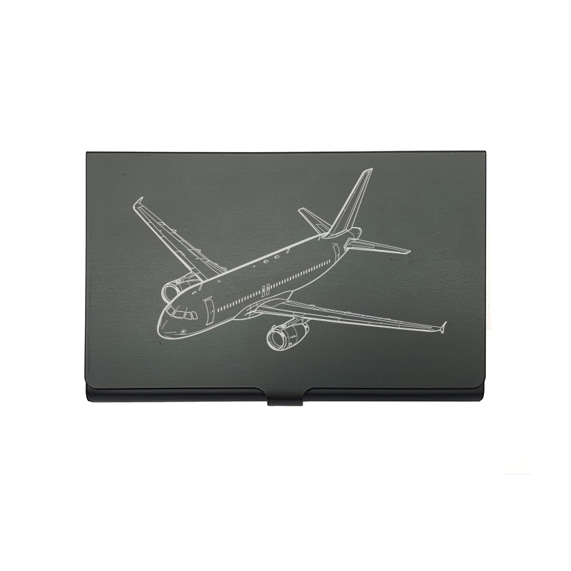 airbus a320 aircraft card holder digital engraving mockup / engraving preview