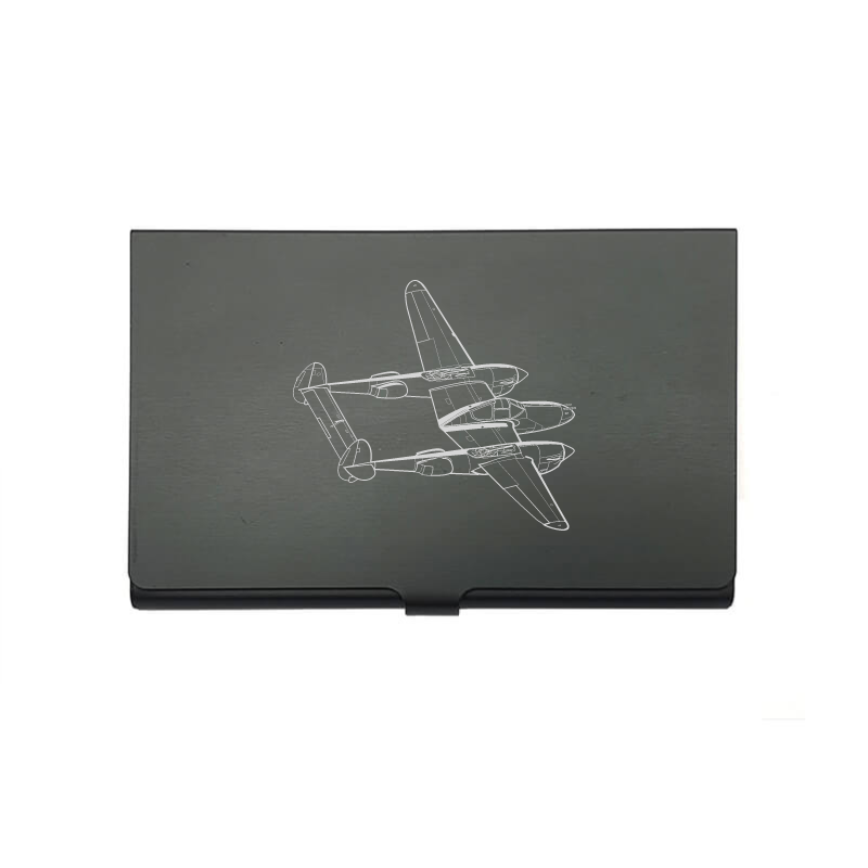 P38 Lightning Aircraft card Holder digital engraving mockup / engraving preview