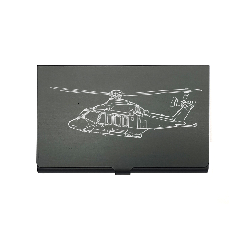 AgustaWestland AW139 helicopter card Holder digital engraving mockup / engraving preview