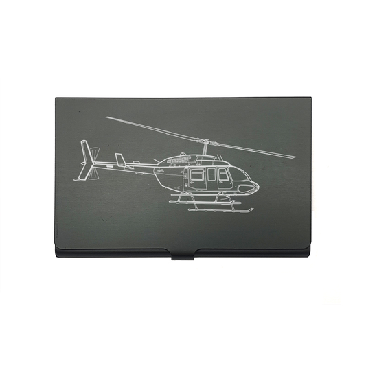 Bell 206 Long Ranger helicopter card Holder digital engraving mockup / engraving preview