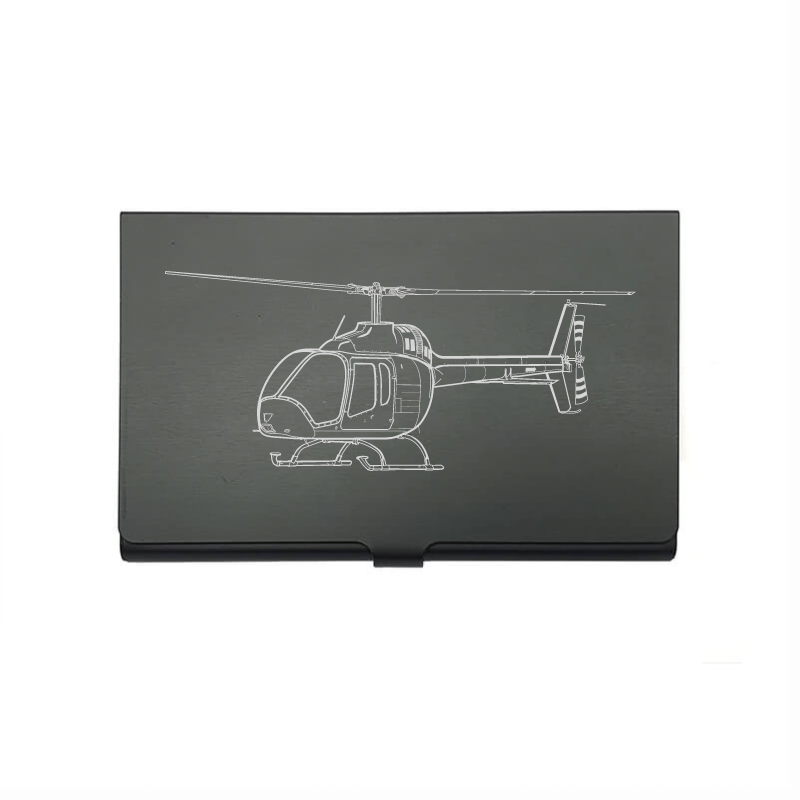 Bell 505 jet ranger helicopter card Holder digital engraving mockup / engraving preview