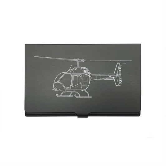 Bell 505 jet ranger helicopter card Holder digital engraving mockup / engraving preview